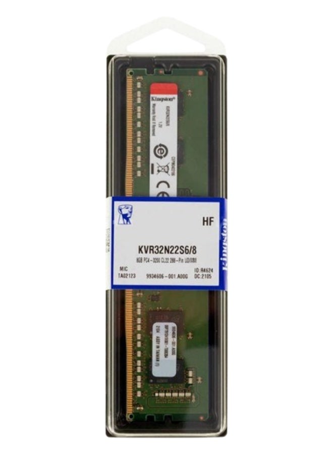 Kingston Technology ValueRAM KVR32N22S68 memory module 8 GB 1 x 8 GB DDR4 3200 MHz - Image 1