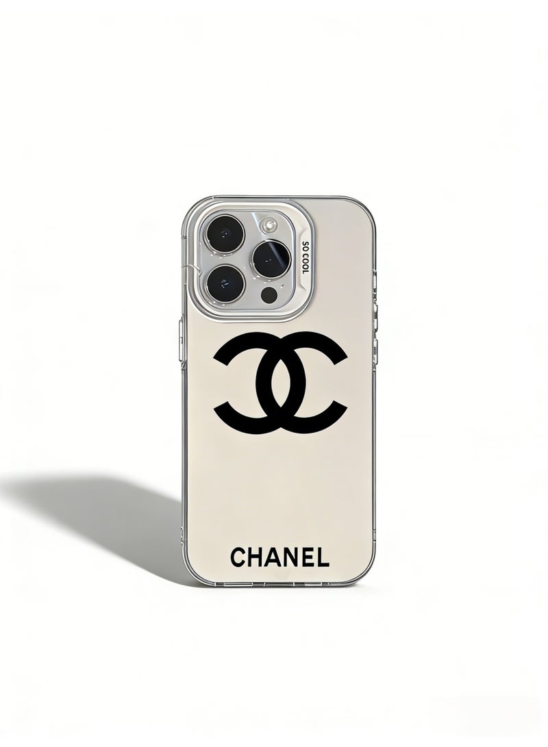 CHANEDE CHANEL Hot-Selling Classic Double C Logo Phone Case - Luxury Matte Beige Protective Cover for iPhone 16/16 Pro Max (Trending Item) - Image 4