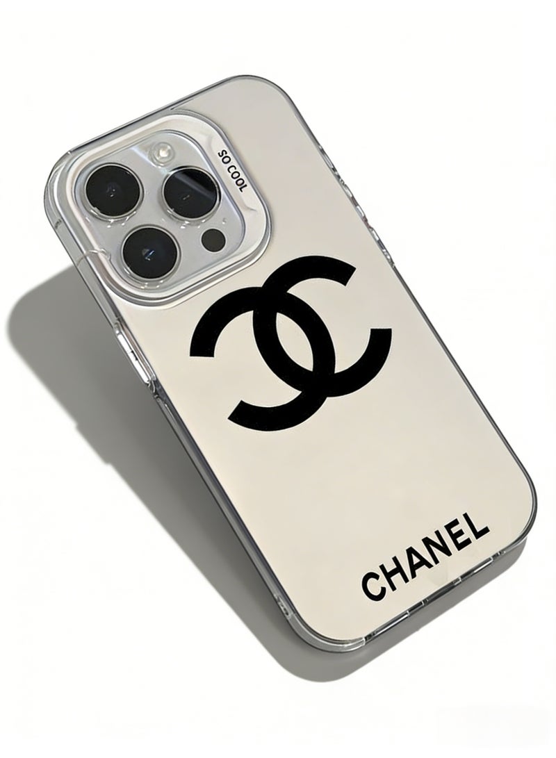 CHANEDE CHANEL Hot-Selling Classic Double C Logo Phone Case - Luxury Matte Beige Protective Cover for iPhone 16/16 Pro Max (Trending Item) - Image 3