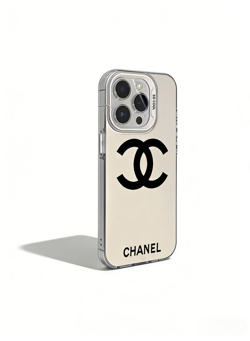CHANEDE CHANEL Hot-Selling Classic Double C Logo Phone Case - Luxury Matte Beige Protective Cover for iPhone 16/16 Pro Max (Trending Item) - Image 1