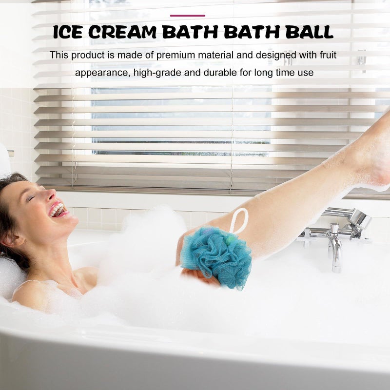 Elastic Mesh Bath Sponges Set for Exfoliating Skin Pink Blue - Image 4