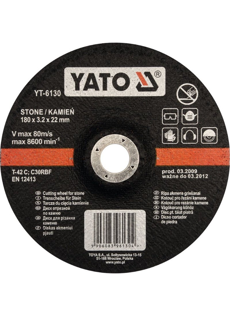 Yato YATO Stone Cutting Disc 180x22x3.2mm Depressed Center YT-6130 