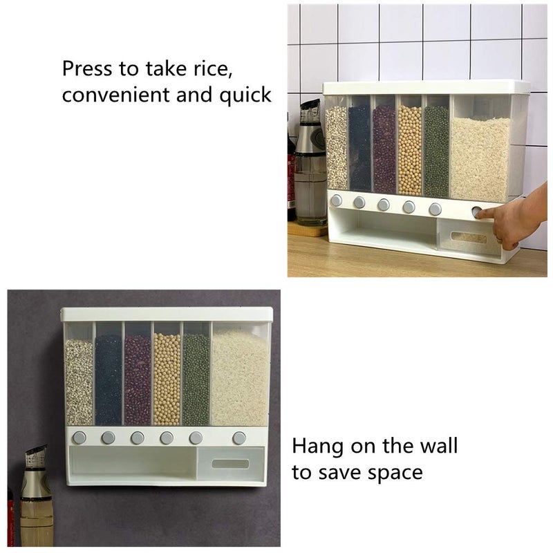 Grain Dispenser Cereal Dispenser Dry Food Dispenser Separate Waterproof and Moisture-Proof Rice Storage Wall Mounted Rice Storage Container - Image 2
