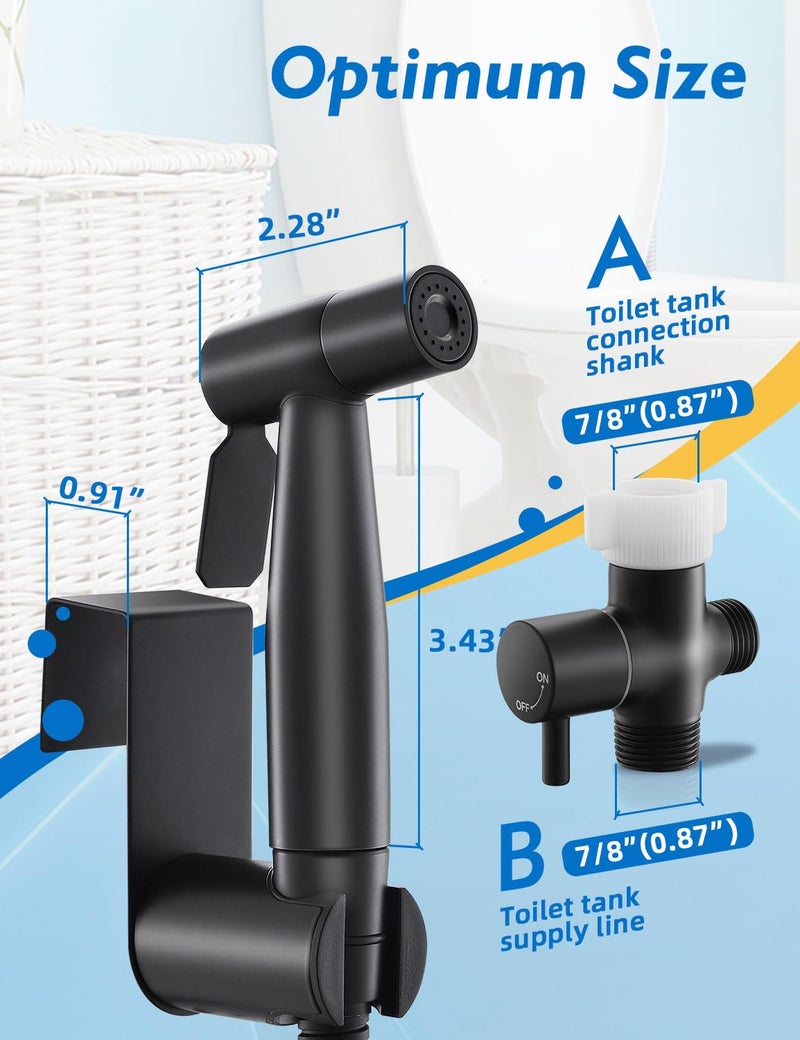 BRITULIF Black Handheld Bidet Sprayer for Toilet, Jet Sprayer for Toilet Muslim Shower, Adjustable Cloth Diaper Sprayer Bidets Attachment for Toilet, Bidet Hose for Feminine Wash，Matte Black - Image 2