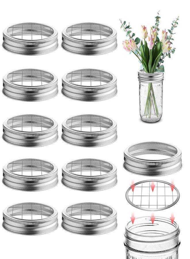 itechpanda 10 Pack Mason Jar Flower Frog Lid Mason Grid Flower Organizer Lid Insert for Valentine's Day Home Kitchen Office Regular Mouth Mason Canning Jars Accessories, 70 mm - Image 1