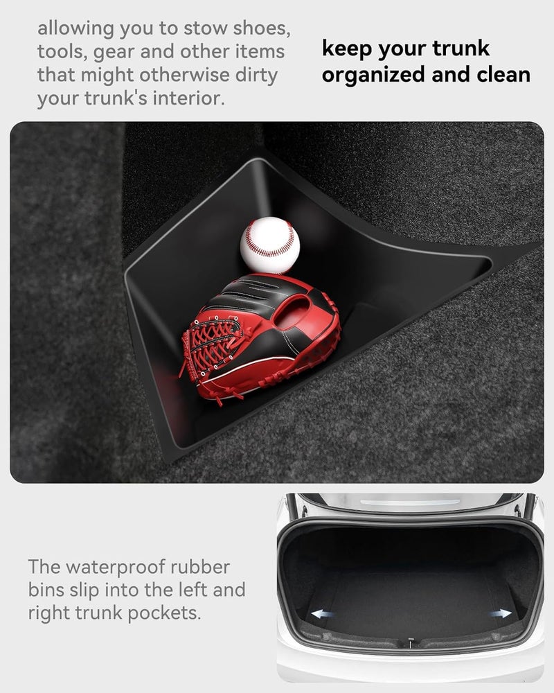 VIHIMAI Tesla Model 3 Rear Trunk Organizer Storage Box Side Bin with Lid for 2024 Highland - Image 5