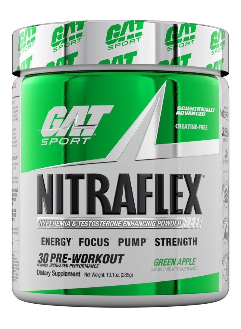 GAT SPORT GAT NITRAFLEX Pre-Workout Powder | Green Apple | High-Intensity Energy, Focus & Muscle Pump | Creatine-Free | 30 Servings - Image 1