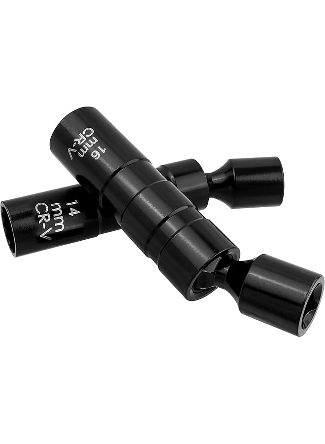 Oasisgalore 2Pcs 14Mm & 16Mm Magnetic Spark Plug Socket Set, 12-Point Universal Joint Spark Plug Wrench 3/8 Inch Drive Thin Wall Swivel Spark Plug Socket Removal Tool - Image 3
