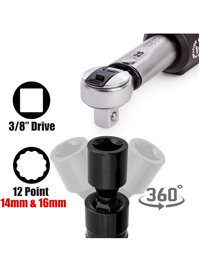 Oasisgalore 2Pcs 14Mm & 16Mm Magnetic Spark Plug Socket Set, 12-Point Universal Joint Spark Plug Wrench 3/8 Inch Drive Thin Wall Swivel Spark Plug Socket Removal Tool - Image 4