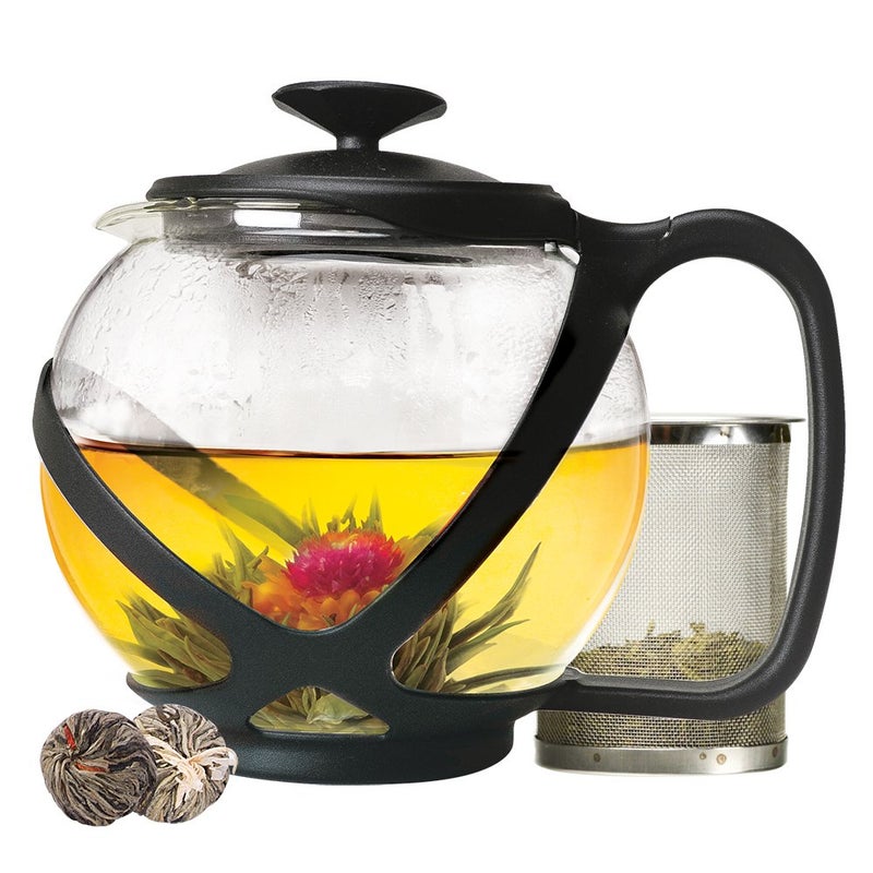 Primula Primula Tempo Glass Teapot with 2 Flowering Teas 40 oz Black 