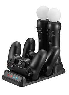 Compatible with Playstation 4 PS4 Slim Pro PS VR PS Move Motion Controllers 4 In 1 Charger USB Charging Dock Station Storage Stand Charge