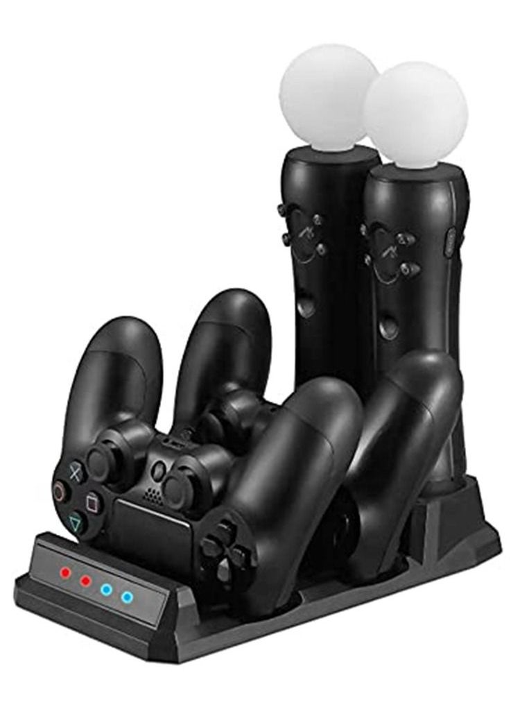 Generic - Compatible with Playstation 4 PS4 Slim Pro PS VR PS Move Motion Controllers 4 In 1 Charger USB Charging Dock Station Storage Stand Charge - Image 1