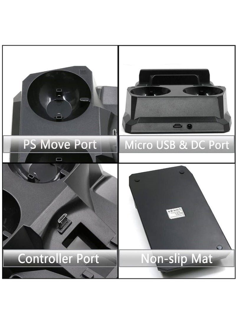 Generic - Compatible with Playstation 4 PS4 Slim Pro PS VR PS Move Motion Controllers 4 In 1 Charger USB Charging Dock Station Storage Stand Charge - Image 1