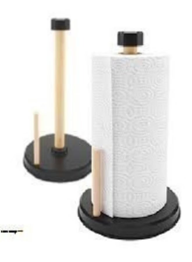 Green Tiger Wooden Handle Towel Holder – Countertop Paper Towel Stand