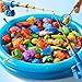 LILYBUDS Magnetic Fishing Pool Toys Game for Kids Toddlers 35 48 Fishing Water Table Bathtub Toy with Inflatable Pool Pole Rod Net Plastic Floating Fish Water Bath Pool Outdoor Toys for Kids Toddlers Baby - Image 3