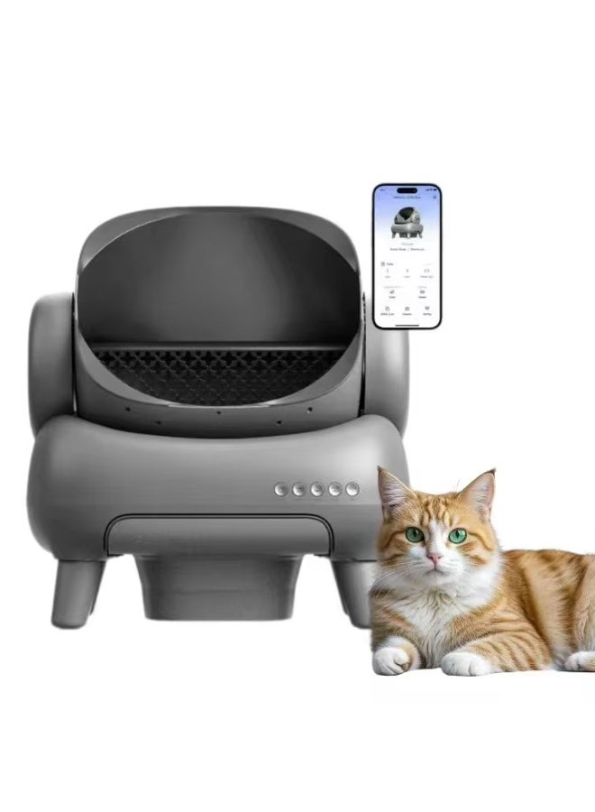 M1 Open-Top Self-Cleaning Smart Cat Litter Box, Automatic Cat Litter Box With APP Control, Odor-Free Waste Disposal Bags (2 Rolls) & Litter Mat Included, Plus 2 Free Extra Rolls of Waste Bags