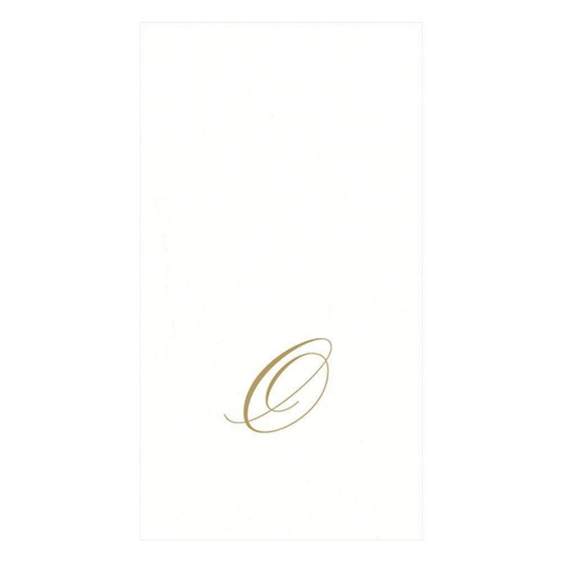 Caspari O, White Pearl Paper Linen Guest Towels, Monogram Initial, Pack of 24 (2900GG.O) - Image 1