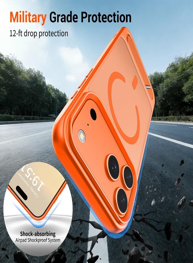 استلق جراب SUPFINE المغناطيسي لهاتف iPhone 17 Pro (حامل مدمج غير مرئي) (متوافق مع MagSafe) (حماية من السقوط بمعايير عسكرية) غطاء هاتف شفاف غير لامع مقاوم للصدمات، برتقالي - Image 4