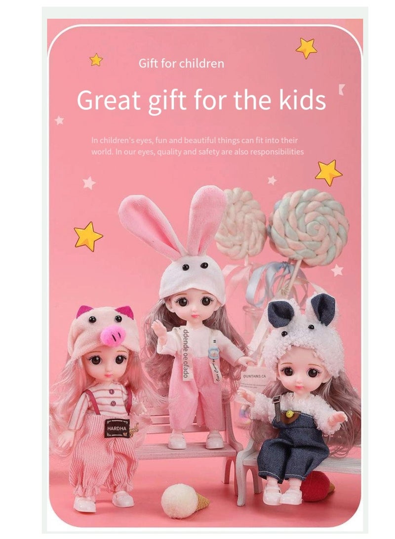 17 cm small doll princess gift box set children's girl clothes changeable dress-up Fashion Dolls Collection Set, 5 Pieces with Different Outfits, Pink Gift Box Girl gift (aestheticism) - Image 5