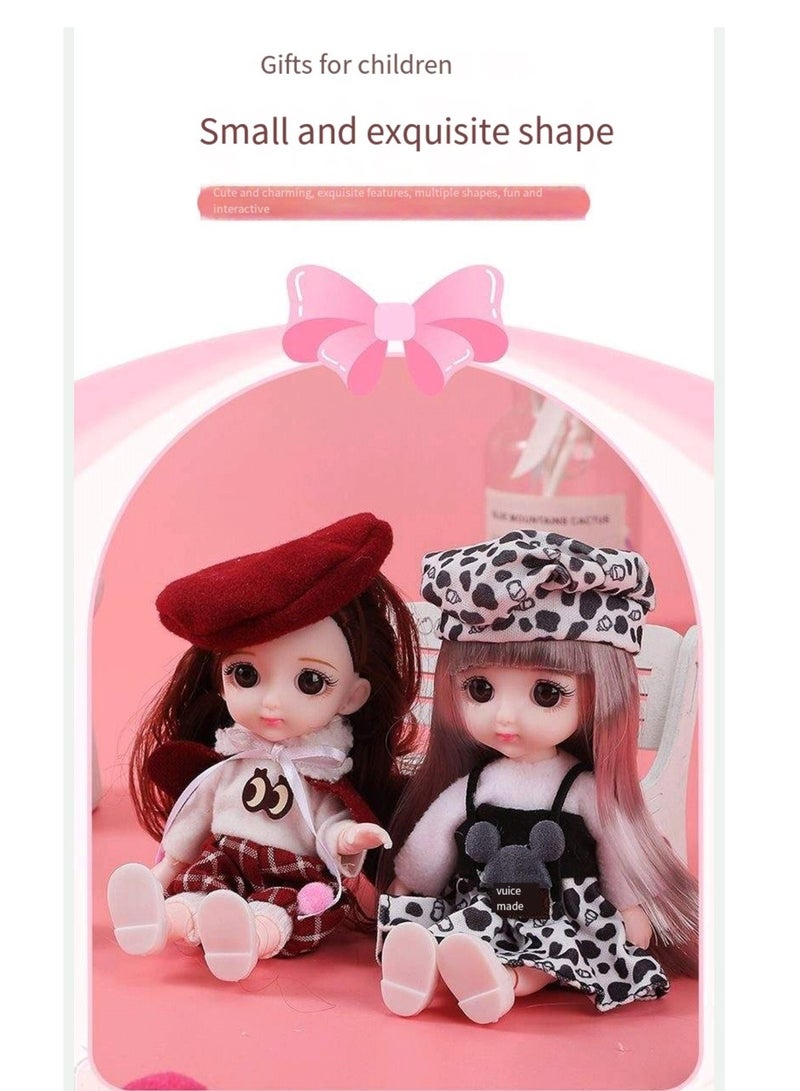 17 cm small doll princess gift box set children's girl clothes changeable dress-up Fashion Dolls Collection Set, 5 Pieces with Different Outfits, Pink Gift Box Girl gift (aestheticism) - Image 3