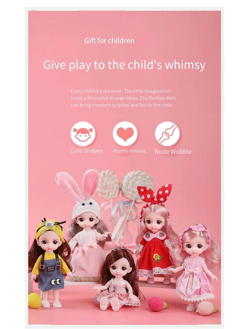 17 cm small doll princess gift box set children's girl clothes changeable dress-up Fashion Dolls Collection Set, 5 Pieces with Different Outfits, Pink Gift Box Girl gift (aestheticism) - Image 2