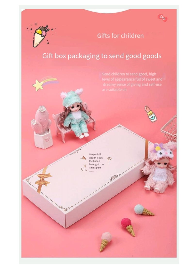 17 cm small doll princess gift box set children's girl clothes changeable dress-up Fashion Dolls Collection Set, 5 Pieces with Different Outfits, Pink Gift Box Girl gift (aestheticism) - Image 4