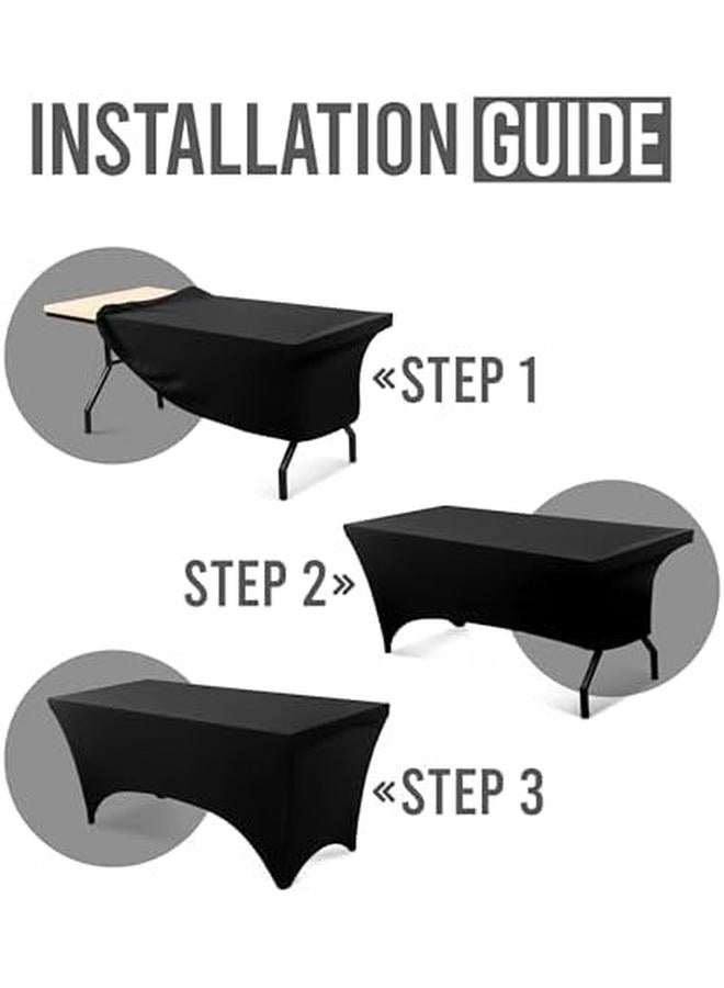 Utopia Kitchen 6Ft Rectangular Stretchable Tablecloth Spandex Tight Fit Table Cover Black - Image 3
