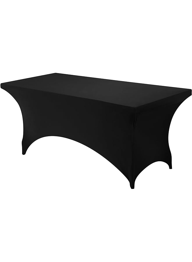 Utopia Kitchen 6Ft Rectangular Stretchable Tablecloth Spandex Tight Fit Table Cover Black - Image 1