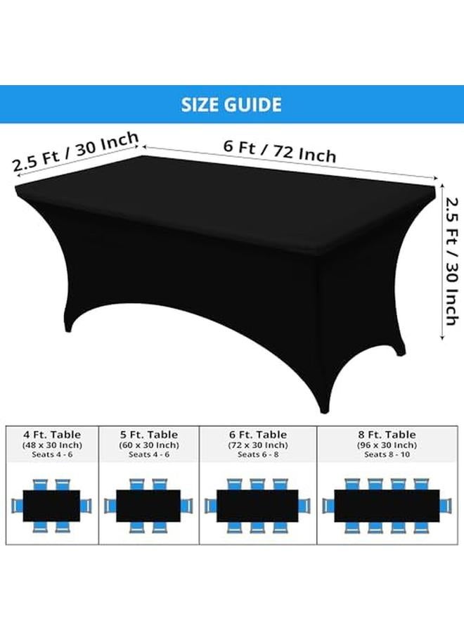 Utopia Kitchen 6Ft Rectangular Stretchable Tablecloth Spandex Tight Fit Table Cover Black - Image 2