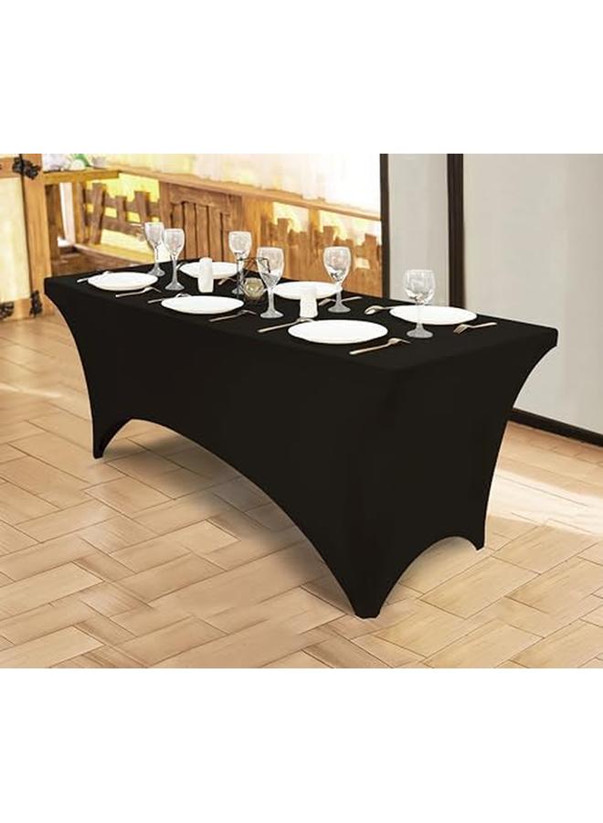 Utopia Kitchen 6Ft Rectangular Stretchable Tablecloth Spandex Tight Fit Table Cover Black - Image 4