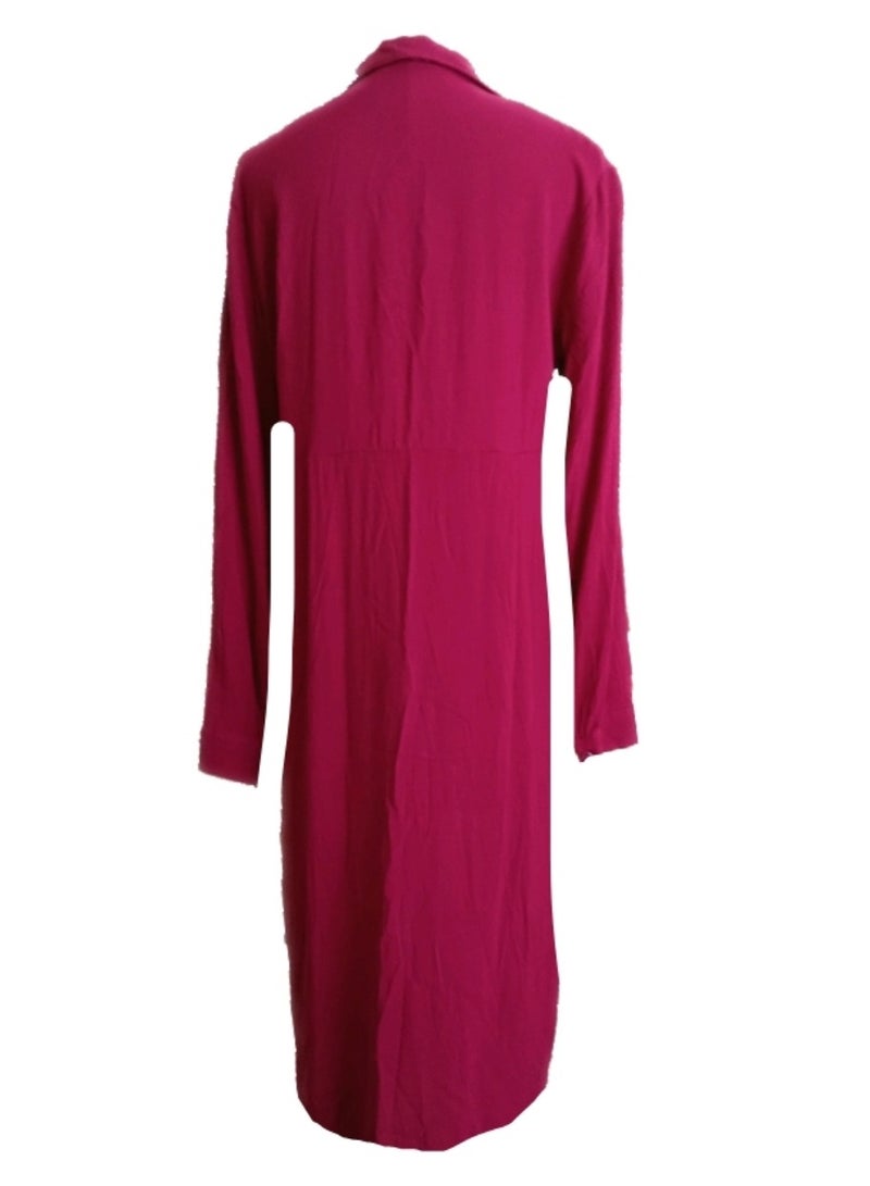 Women low high buttoned blouse shirt burgundy viscose - Image 2