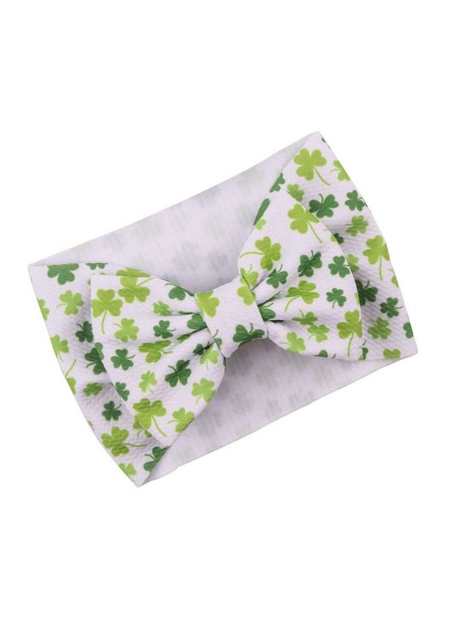JustMyDress JustMyDress St. Patrick's Baby Headband Turban Knotted Hair Bow Band Shamrock Print JHSP09 (Bow-D2)  - Image 1