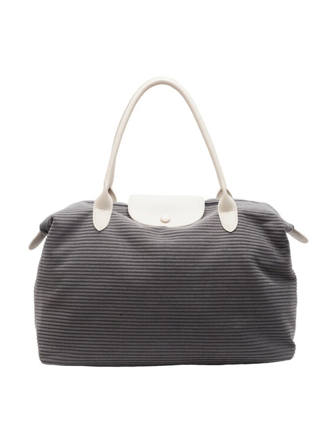 Commuter Travel Large Capacity Luggage Bag Women's 2024 Winter All-match Fashion Travel Bag Lightweight Shoulder Bag-Color:Gray-Size:Standard - Image 1