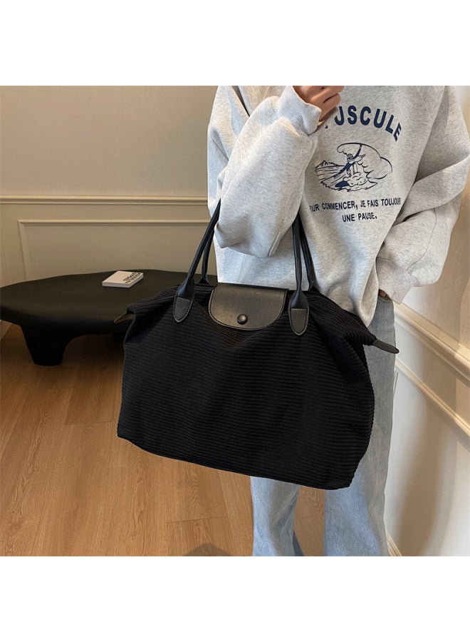 Commuter Travel Large Capacity Luggage Bag Women's 2024 Winter All-match Fashion Travel Bag Lightweight Shoulder Bag-Color:Gray-Size:Standard - Image 3