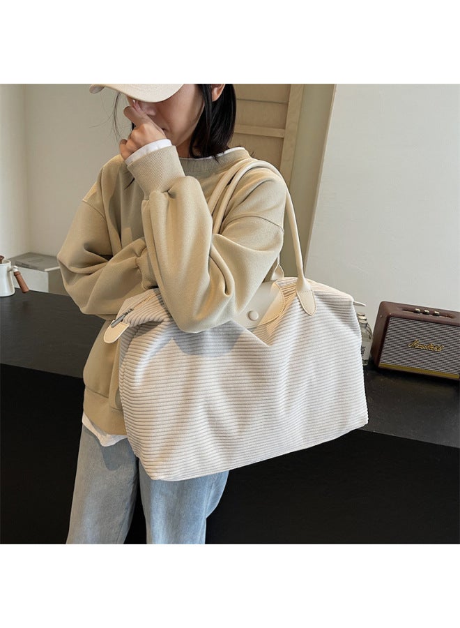 Commuter Travel Large Capacity Luggage Bag Women's 2024 Winter All-match Fashion Travel Bag Lightweight Shoulder Bag-Color:Gray-Size:Standard - Image 2