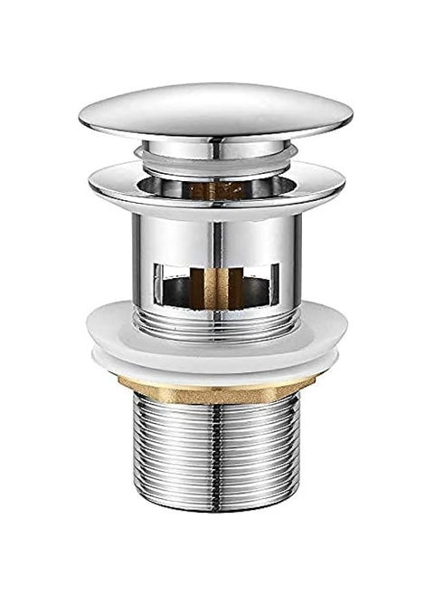 M20502 Pop Up Sink Plug Replacement, Basin Waste, Slotted Click Clack Waste with Overflow, Bathroom Sink Plug, 1/4" BSP, Chrome