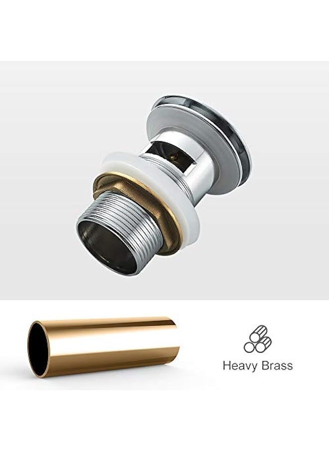 M20502 Pop Up Sink Plug Replacement, Basin Waste, Slotted Click Clack Waste with Overflow, Bathroom Sink Plug, 1/4" BSP, Chrome