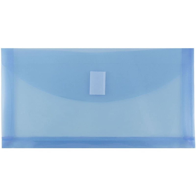 JAM PAPER Plastic Expansion Envelopes with Hook & Loop Closure - #10 Booklet Wallet - 5 1/4 x 10 with 1 Inch Expansion - Blue - 12/Pack - Image 1