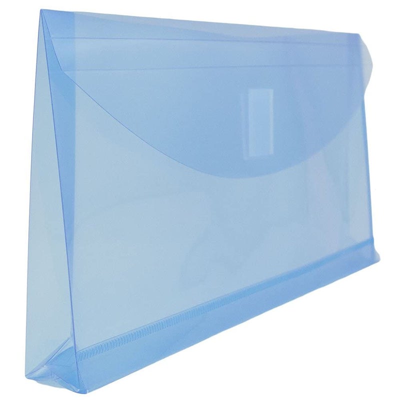 JAM PAPER Plastic Expansion Envelopes with Hook & Loop Closure - #10 Booklet Wallet - 5 1/4 x 10 with 1 Inch Expansion - Blue - 12/Pack - Image 3