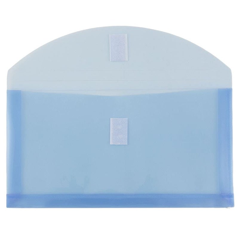 JAM PAPER Plastic Expansion Envelopes with Hook & Loop Closure - #10 Booklet Wallet - 5 1/4 x 10 with 1 Inch Expansion - Blue - 12/Pack - Image 2