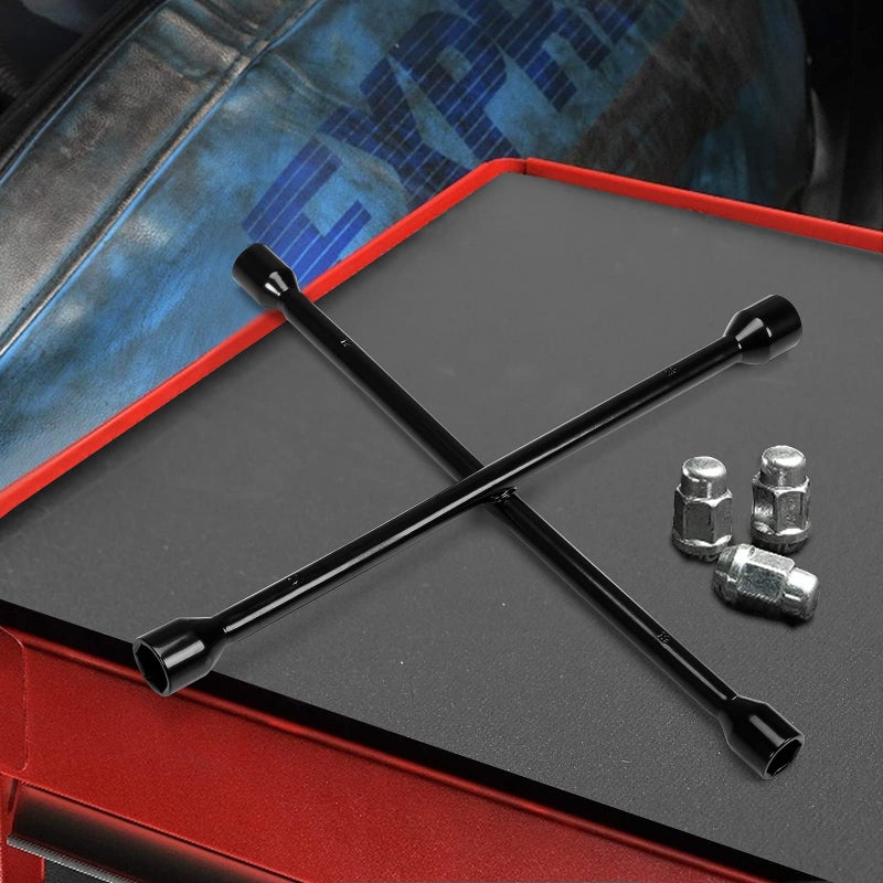 BIG RED ATRX31101-14F 14" Heavy-Duty Cross Lug Wrench | 11/16", 3/4", 13/16", 7/8" | SAE & Metric Lug Nut Remover/Installer for Tire Changing, Black - Image 2