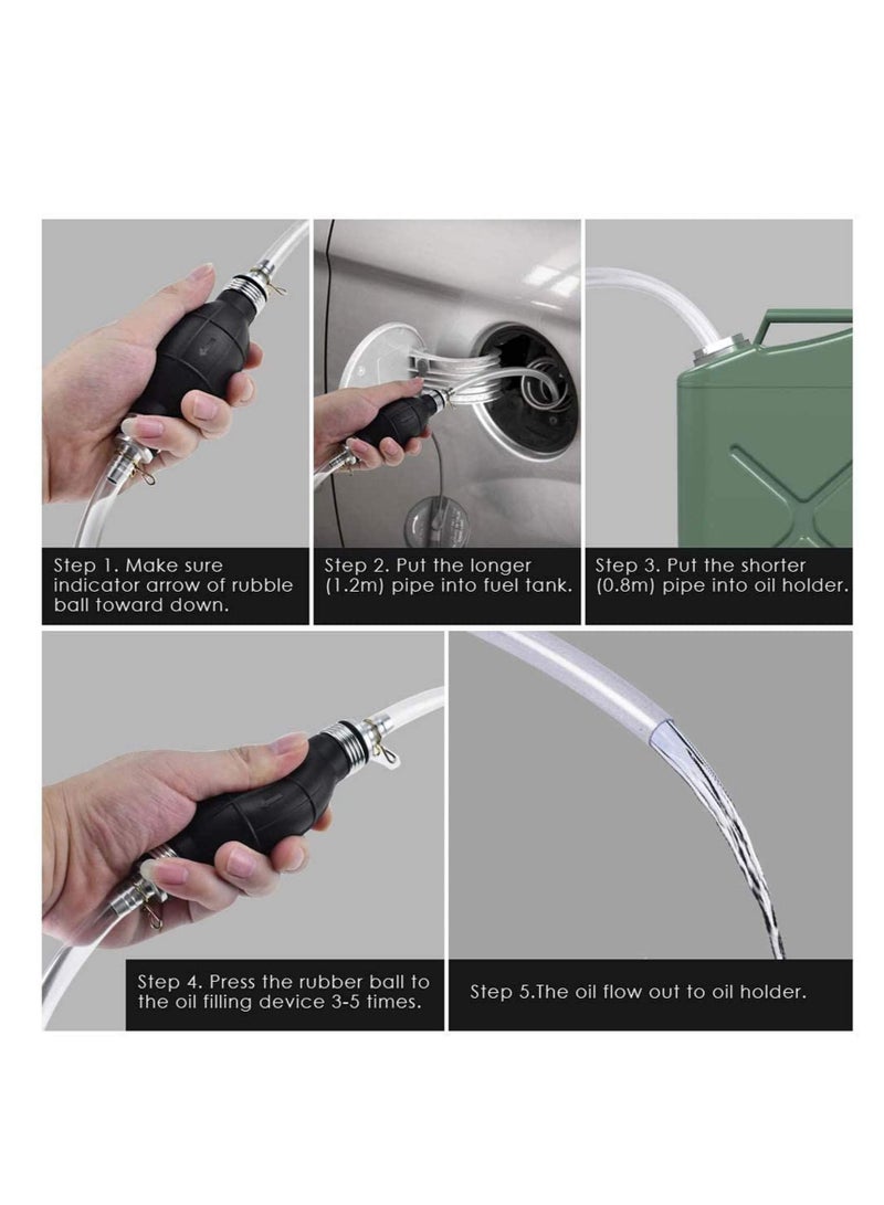 Captaintech Car Fuel Tank Sucker Gasoline Absorber, Car Fuel Transfer Pump, Gasoline Siphone Hose, Car Fuel Transfer, Newest Siphon Hand Pump, for Gas Gasoline Petrol Diesel Oil Liquid Water Fish Tank - Image 4