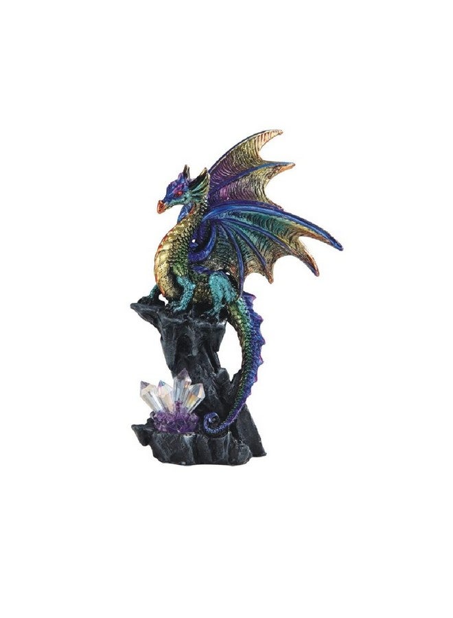 6" H Purple Dragon Guarding Faux Crystal Gemstone Statue Fantasy Decoration Figurine
