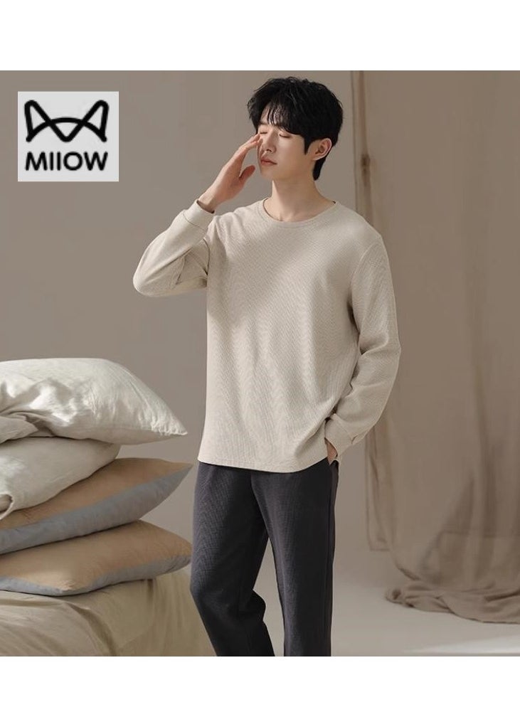 MIIOW - Men's Pure Cotton Casual Long Sleeved Pants Home Suit Can Be Worn Outside - Image 1