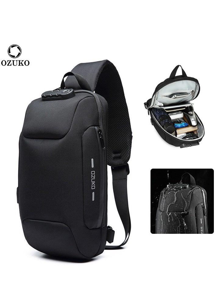 OZUKO Chest Bag, Shoulder Bag,Anti-Theft Sling Bag, Men and Women Shoulder Bags with USB Charging Port Crossover Backpack Daypacks for Travel Hiking Multiple Pockets,Ramadan Gift, Eid al-Fitr Gift For Men  - Image 1
