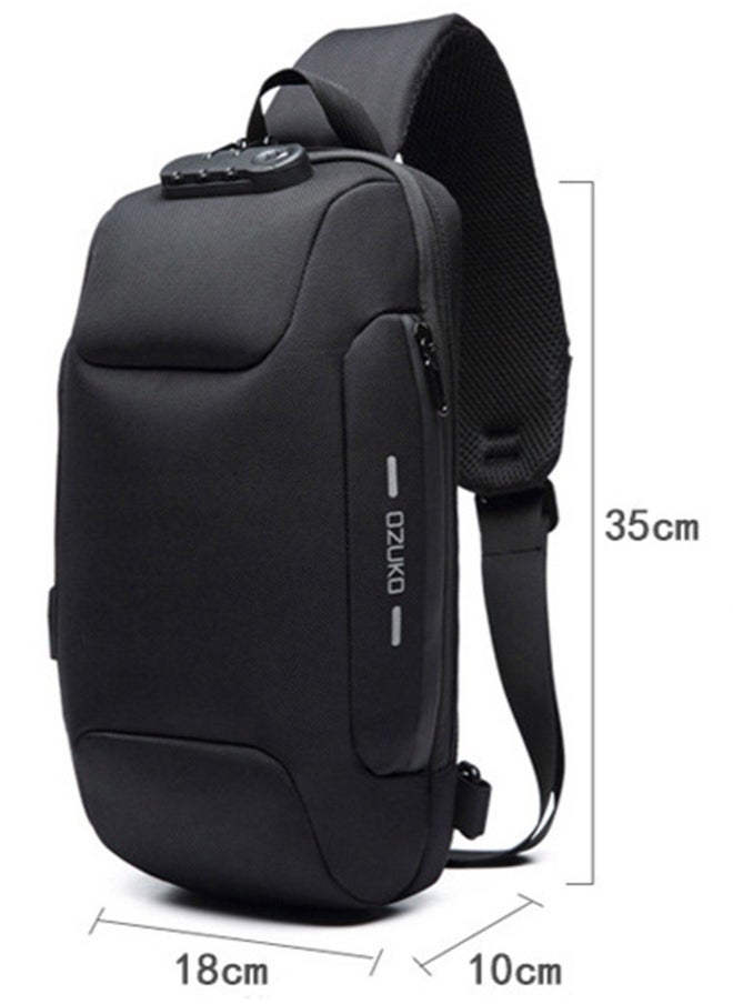 OZUKO Chest Bag, Shoulder Bag,Anti-Theft Sling Bag, Men and Women Shoulder Bags with USB Charging Port Crossover Backpack Daypacks for Travel Hiking Multiple Pockets,Ramadan Gift, Eid al-Fitr Gift For Men  - Image 3