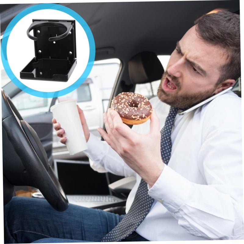 Folding Car Cup Holder Coaster Set Universal Vehicle Accessory Black - Image 5