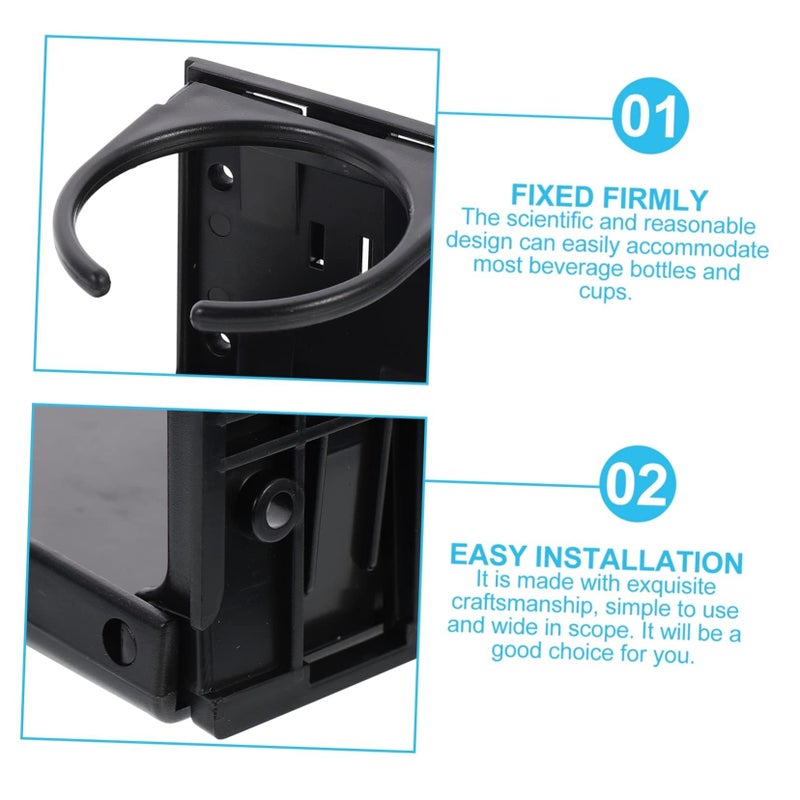 Folding Car Cup Holder Coaster Set Universal Vehicle Accessory Black - Image 4