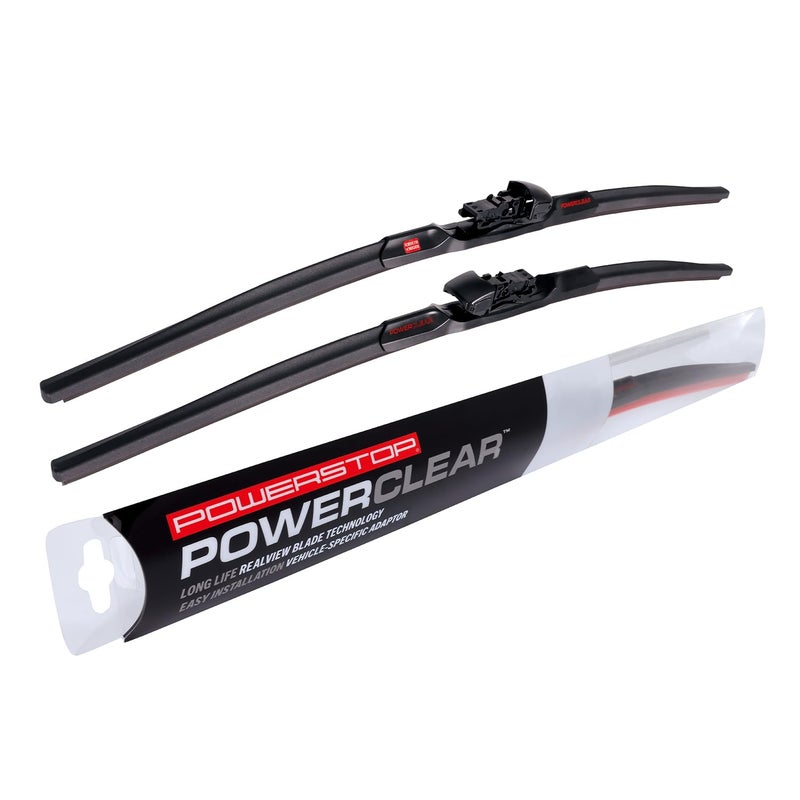 POWERSTOP PowerClear PCK26202 مجموعة شفرات مساحات الزجاج الأمامي 26 20 مع لسان ضغط لسيارات فورد تورس تويوتا أفالون لينكولن MKS محددة الطراز