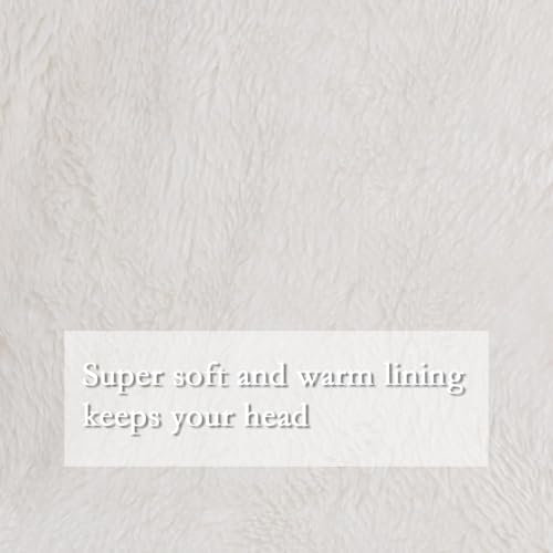 OMUKY Balaclava Hats for Women Cold Weather Thick Fluff Hats Adult Neck Face Cover Cap Ski Mask Neck Warmer(White) - Image 5